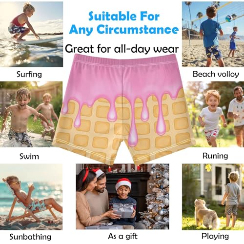 Boys Swim Trunks Quick Dry Bathing Suit Yellow Ice Cream Flowing Toddler Swim Shorts Boardshorts Swimwear 3-102