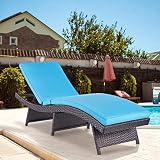 Folding Chaise Lounge Outdoor Patio Wicker Pool Chaise Lounge Chair for Outside Assembled Rattan Rec
