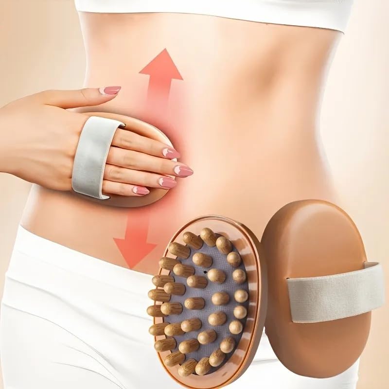 Image of Wood Therapy Massage Tools for Belly Fat and Scalp, Wooden Meridian Body Brush for Cellulite Removal, Hair Growth Scalp Massager Comb, Lymphatic Drainage Wooden Head and Body Massager