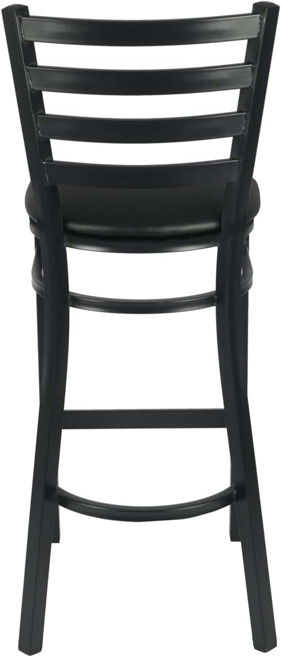 CenPro Commercial Restaurant Chair, Black Metal Ladder-Back Barstool, Black Vinyl Seat, (Set of 4) (32Q-206)
