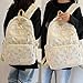 Bow Backpack for Women 3Pcs Set Kawaii Coquette Nylon Backpack Cute College Laptop Rucksack Fashion Travel Daypack (White Blue)