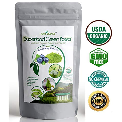 Blueberry Matcha Green Tea Powder - Eco Nava - Certified Usda Organic - Gmo Free - 100% Natural - Premium Grade Matcha Tea For Making Cake, Smoothie, Latte & Baking - 50G / 2Oz Bag #TOP1