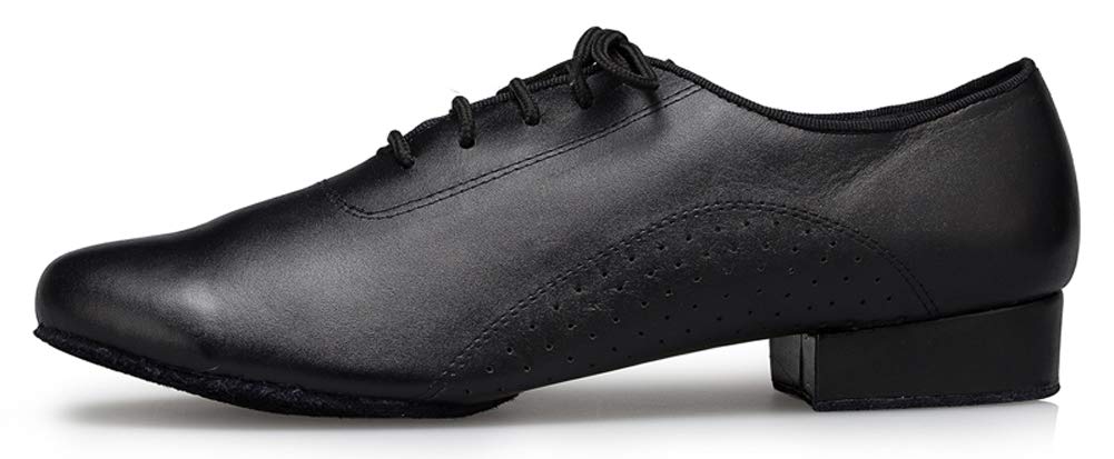 Honeystore Men's Lace-up Dance Shoes Leather Round-Toe Modern Tango Jazz Ballroom Latin Black 11 D(M) US