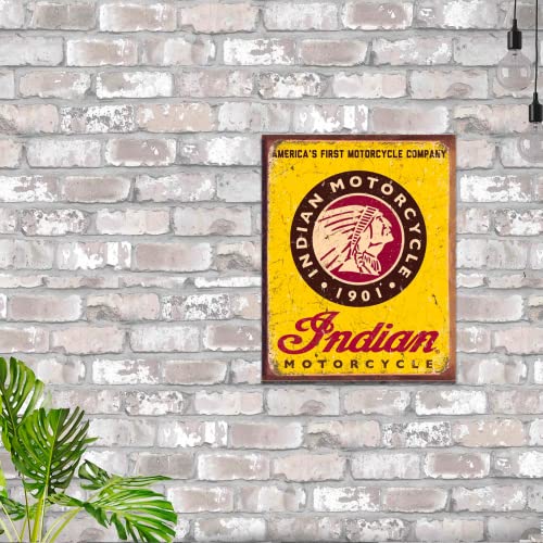 Desperate Enterprises Indian Motorcycle Since 1901 Tin Sign - Nostalgic Vintage Metal Wall Décor - Made In Usa #TOP3
