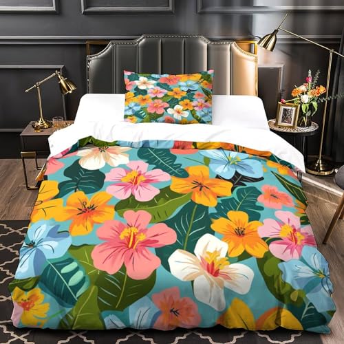 Housse de couette fleurs 3D lit simple pour une chambre printanière