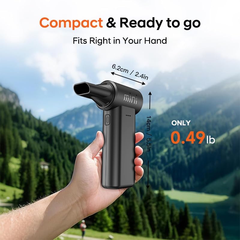 Compressed Air Duster, 150,000RPM Ultra-Powerful Cordless Electric Air Duster, 3 Gears Adjustable, Mini Blower with Fast Charging, Electric Duster for PC, Keyboard, Car, House, Outdoor
