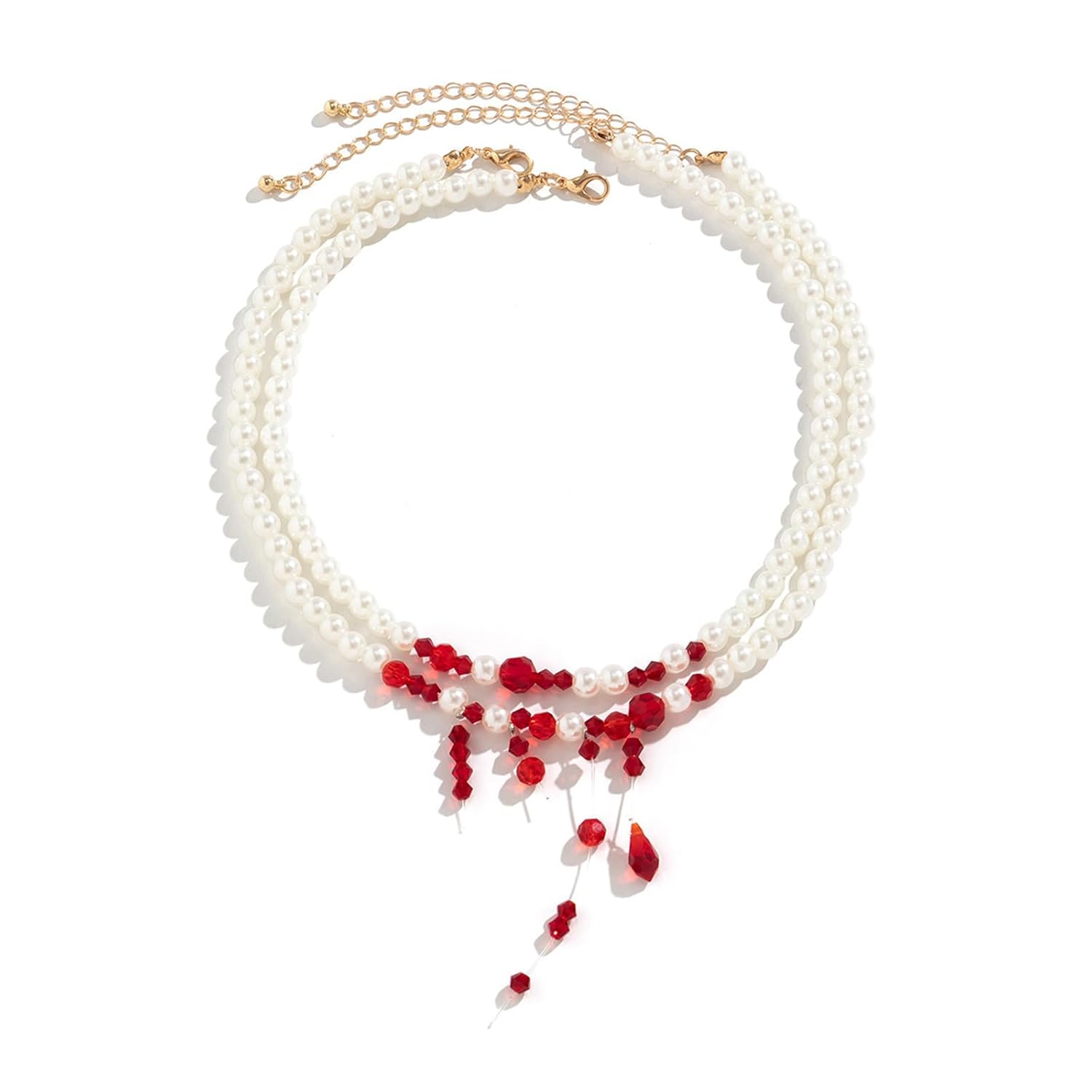 Gothic Halloween Vampire Dripping Blood Bloody Beaded Choker Necklace for Women Bride Layered Vintage Imitation Pearl Tassel Collar Necklace Multilayer Halloween Party Bar Jewelry - Image 9