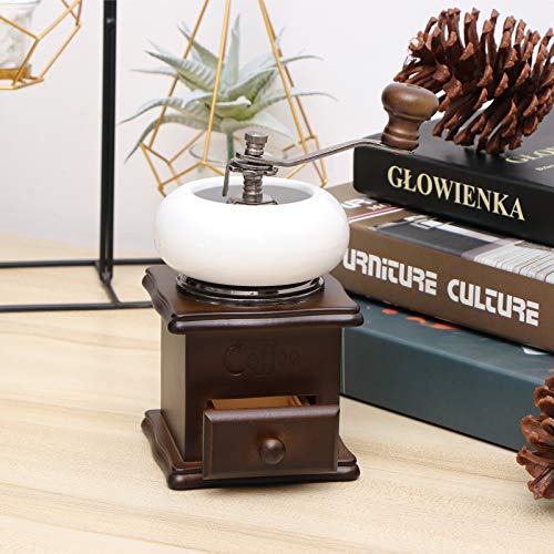 UNISOPH Molinillo de café manual de estilo vintage a manivela de madera maciza Molinillo de café para uso doméstico… - Imagen 5