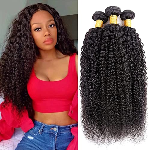 Kinky Curly Human Hair Bundles Brazilian Remy Hair Bundles Natural Black Color Kinky Curly 100% Unprocessed Virgin Hair Bundle Wet And Wavy Bundle 8 10 12 Inch