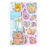 Rich Peach ウォーター シール 3D 立体 水入り ぷくぷく 1枚セット シール帳対応 パンダ・カピバラ 女の子向け クリスマスお正月贈り物 スマホ用飾り DIY用 手帳用 貼り付け可能 手芸用品 (カピバラ C)
