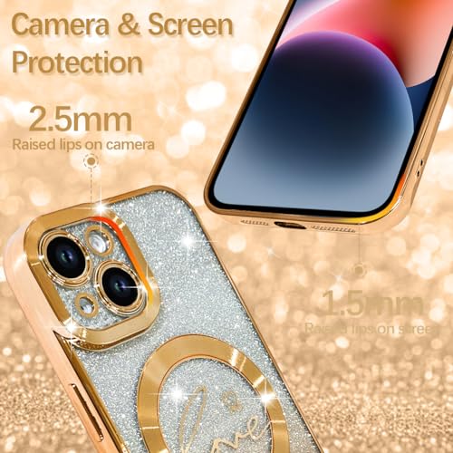 Image of ZIYE Magnetic Case Designed for iPhone 14 Glitter Case-Gold