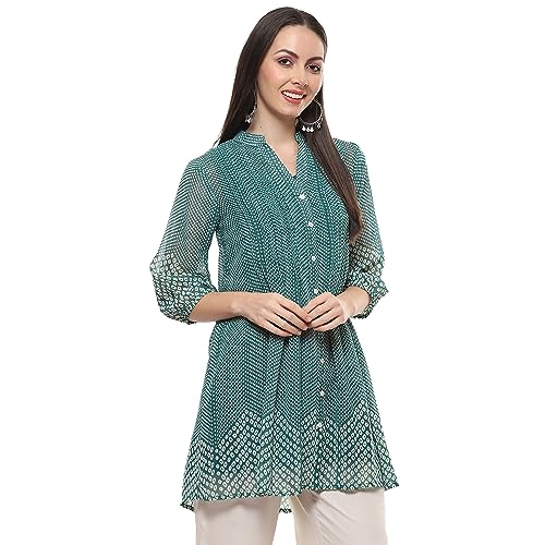 Image of BIBA Women Polyester Straight Printed Top