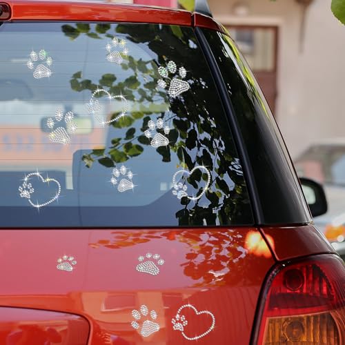 Image of Epakh 84 Glitter Bling Rhinestone Sticker, Paw Print, Silver | Self Adhesive Gem Stickers for Phone Laptop Car Face Makeup, Sparkly Crystal Rhinestone Decals for Gifts Craft Projects
