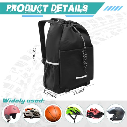 Aliceset Helmet Backpacks Welding, Waterproof Motorcycle Helmet Bag with Drawstring, Adjustable Shoulder Straps Pocket, Nylon, Large Capacity, Gift for Electrician Welder School Students(Black) by Aliceset - Used condition - Image 2