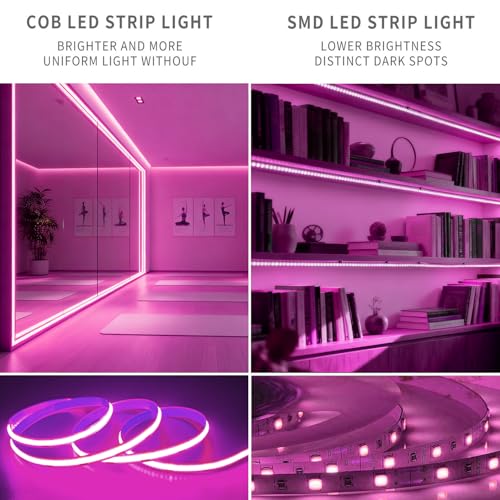 Image of ZSLAIFU 5V USB LED Light Strip, COB LED Strip Lights, Pink 5V LED Lights, Small LED Strip Light, TV Lights for TV Under Cabinet Kitchen Living Room Shelving or Displays (Pink, 3.28ft)