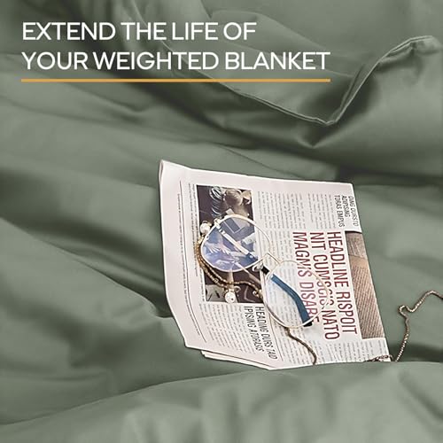Image of ZonLi 48 inchx72 inch New Green Duvet Cover, Oeko-texCertified 100% Cotton, Twin Size RemovableDuvet Cover for Weighted Blanket