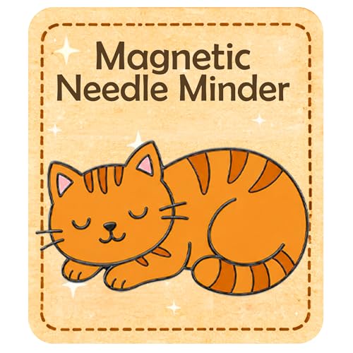 Image of Kraftex Magnetic Needle Minder. Needleminder for Embroidery & Sewing. Cute Needlepoint Accessories. Magnetic Needle Holder for Cross Stitch. Cute Magnet Pin Gift, Orange Cat