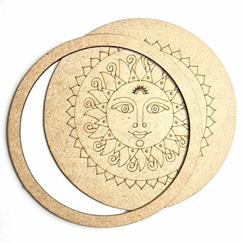 Image of Adikala Chandroli With MDF Engraved Design Wall Plate Base with Frame Cutout for DIY Craft