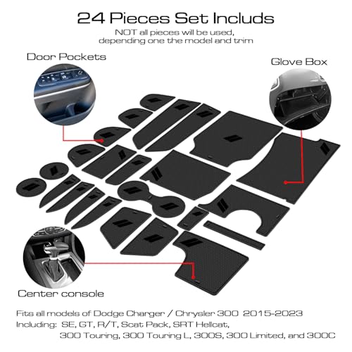Insertos para portavasos de Dodge Charger 2015-2023, juego 24 piezas negro miniatura 2