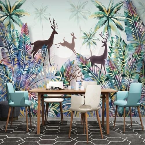 Vinilos de pared premium efecto 3d palmera alce para dormitorio 3