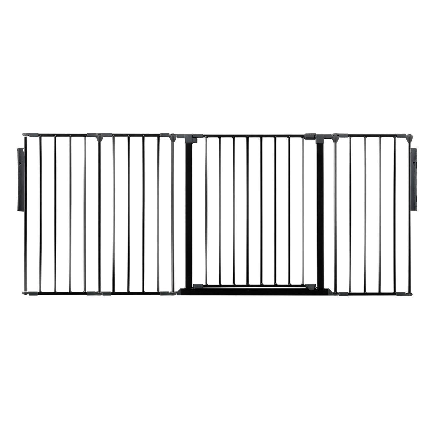 Safetots Black Premium Multi Panel Room Divider, Up To 181Cm Wide, 70Cm Tall, Multi Panel Flexible Room Barrier, Room Divider With Door For Baby And Toddler, Easy Installation