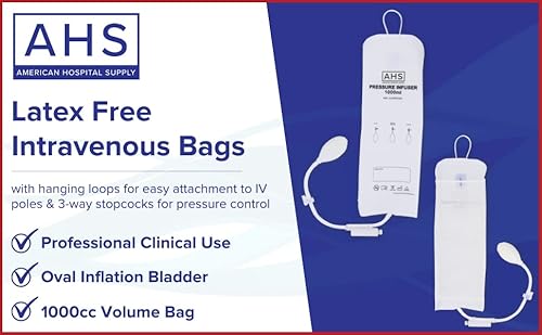 American Hospital Supply Medical Pressure Infusion Bag – 1000Ml, Iv Pole Infusion Sack With 3-Way Stopcock, Color-Coded Gauge | Medical Supplies & Equipment (1 Each) #TOP4