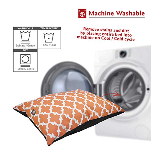 Image of Majestic Pet Rectangle Medium Dog Bed Washable - Non Slip Comfy Pet Bed - Dog Crate Bed Super Value Pillow Dog Bed - Dog Kennel Bed for Sleeping - Dog Bed Medium Breed 35 x 28 Inch - Trellis Orange
