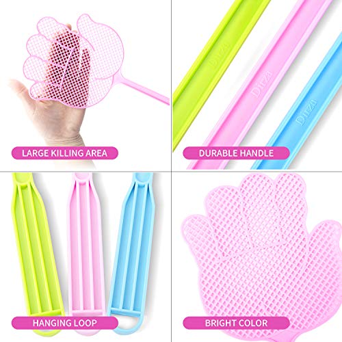 Dirza Fly Swatter - Long Handle - More Thicker Weight up to 1.09 OZs/One -Durable - Colorful Pack of 5