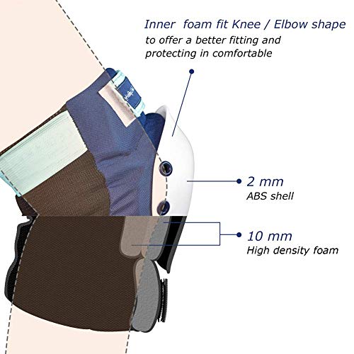 Dark-Lightning-KidsJuniorYouth-Knee-Pads-Elbow-Pads-Wrist-Guards-3-in-1-Protective-Gear-for-SkateboardRoller-SkateInlineCyclingMTB-BikeScooterNavy-BlueL Dark Lightning Kids/Junior/Youth Knee Pads Elbow Pads Wrist Guards 3 in 1 Protective Gear, for Skateboard,Roller Skate,Inline,Cycling,MTB Bike,Scooter(Navy Blue,L) - Image 4