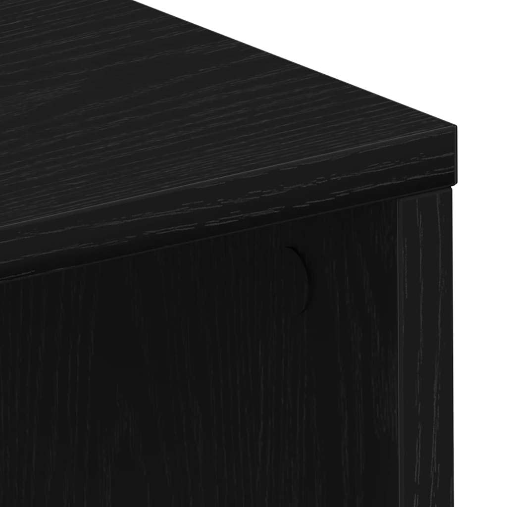 Scrivania con scaffale, colore nero, effetto rovere, 102,5 x 35 x 75 cm, materiale in legno, robusto tavolo per computer per casa, ufficio, studio, tavolo da lavoro salvaspazio con spazio di
