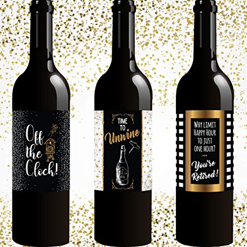 12 Happy Retirement Wine Bottle Labels | Retirement Party Decorations | Waterproof Stickers Won't Tear Or Peel Off #TOP7