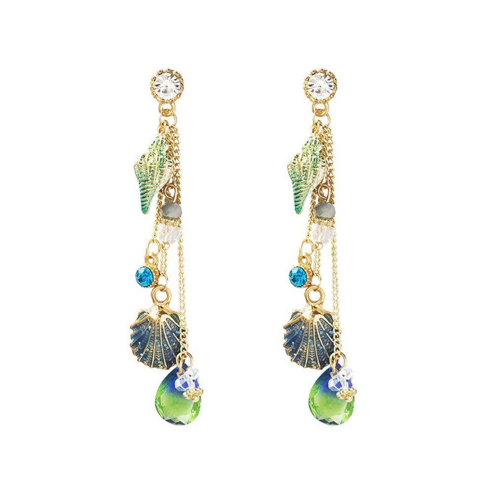 El Regalo Sparkly Bohemia Long Tassel Blue Ocean Shell Dangle Earrings Shine Rhinestone Scallop Beach Earrings For Women Girls Charm Statement Colorful Crystal Jewelry (Blue) (B08SLBVQ6H) Amazon Price History, Amazon Price Tracker