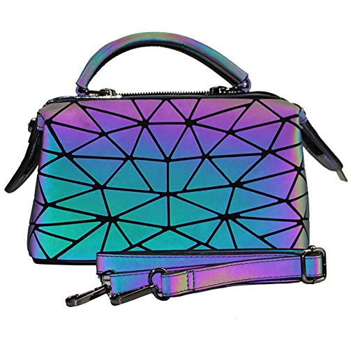 LIUNIAN Femmes Sac À Main Lumineux Boston Sac Nightglowing Triangle Géométrique Lingge Pliable Grande Capacité Mode Mat Coloré Sac À Bandoulière De Mode Sac À Bandoulière pour Femmes Cover