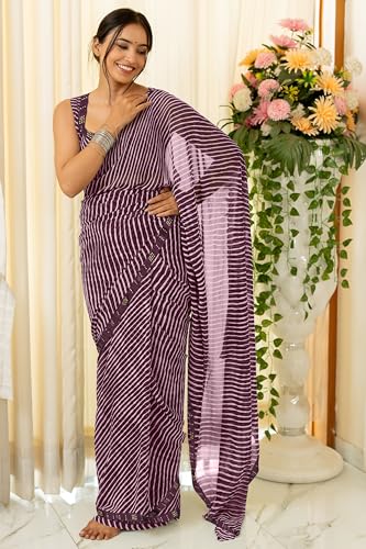 Image of MIRCHI FASHION Women Saree Georgette Traditional Bandhani | Ethnic Printed Sari for Social Gatherings with Unstitched Blouse Piece