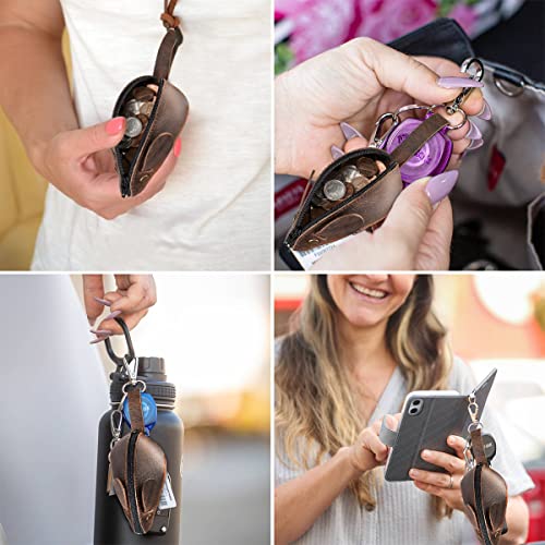 Image of Rustic Leather Mouse Coin Purse Change Pouch Holder Cute Design YKK Zipper Handmade By Nabob Leather (Rustic Brown)