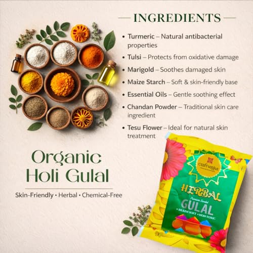 Image of CraftVatika Natural Holi Colour Holi Gulal Colors, Rang Colours | Herbal Safe Holi Rang, Non Toxic Eco Friendly Color Powder (1 Pieces)