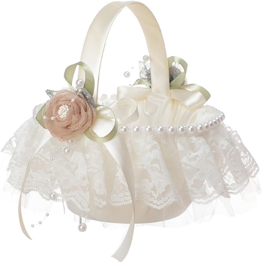 JSEIAJB Pin Wedding Bride Flower Basket Forest Series Rose Children's Flower Basket Festival Flowers