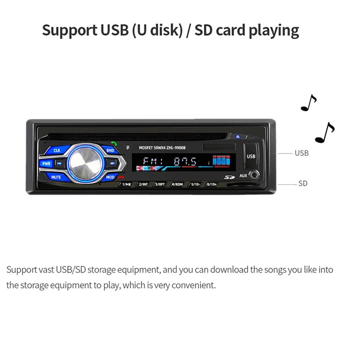 1 Din 12V Voiture Lecteur DVD CD véhicule MP3 stéréo Voiture Mains Libres Autoradio BT Audio Radio 5014 Voiture-Style télécommande sans Fil