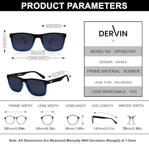 Image of Dervin UV Protected Polarized Square Sunglasses for Men and Women