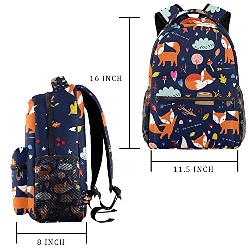 Sac à dos de voyage violet enfant avec porte-bouteille, cartable campus motif renard