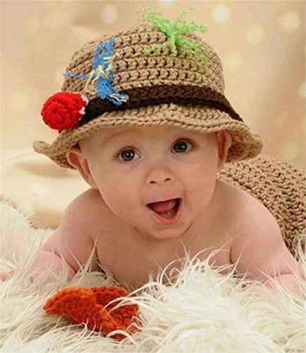 A-Cool Newborn Photography Props Baby Photo Outfits Crochet Fishing Fisherman & Fish Hat Diaper （0-12 Months） #TOP1