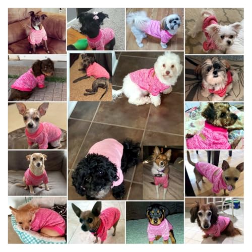 Image of (M, Rose) - Pet Dog Classic Knitwear Sweater Warm Winter Puppy Pet Coat Soft Sweater Clothing For Small Dogs