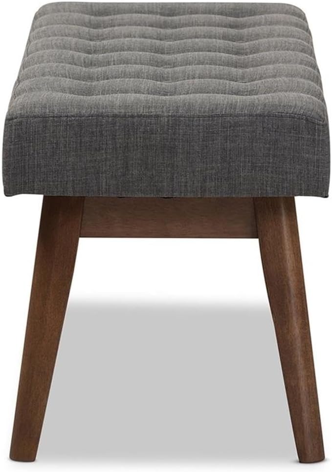 Baxton Studio Elia Button Tufted Bedroom Bench in Dark Gray