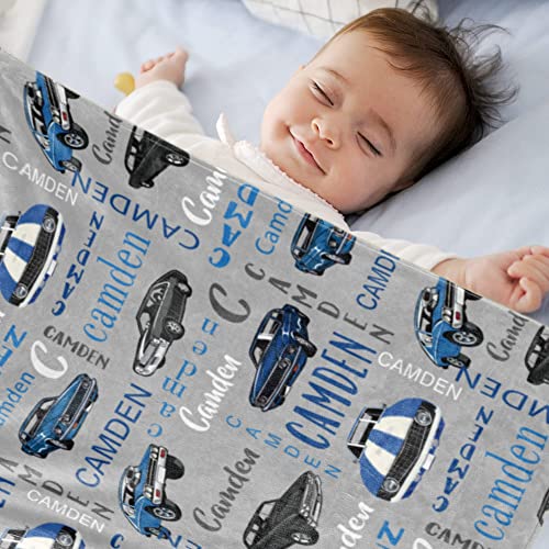 Image of Personalized Car Blanket with Name for Boys Custom Name Blanket for Kids