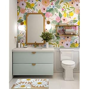 Roseate Flower Super Soft (40x60 cm) Microfiber 2000 GSM Bath Mat Super Absorbent Anti Skid Mats for Bathroom/Bedroom/Kitchen/Door Mat/Floor Mat (Beige) Pack of 1