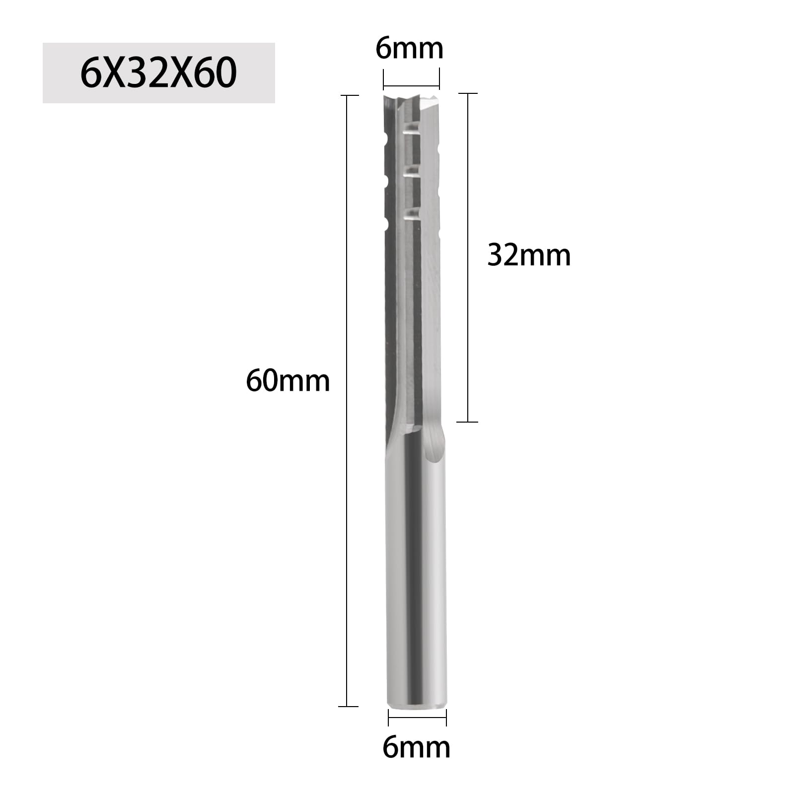 1 szt. Prosto CNC Bit frez równoległy 4mm 6mm 3 rowki pełnowęglikowy do drewna narzędzia stolarskie płyta wiórowa(6x32x60L)