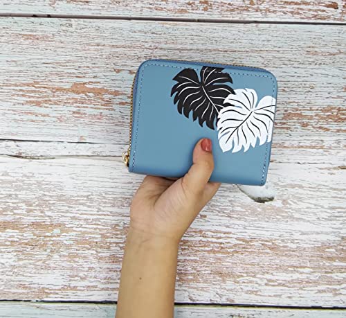 Image of Women Small Wallet Wallets for Girls Credit Card Holder Coin Purse Zipper Small Secure Card Case Cute Wallets Mini Wallets for Women (Blue)