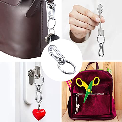 6 Stück Carabiner Hooks with Removable Key Ring, Sturdy Key Carabiner Hook, Metall-Karabinerhaken, Lobster Clasps Key Rings, Karabiner-Clip Silver für Hängende Schlüssel Kunsthandwerk Dekorationen