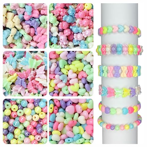 Image of 515 Pcs Multicolour Opaque Crystal Beads for Jewellery Making Kit, Beads for Bracelet Making Kit, Beading, Pearls for Craft, Beadwork, Crafting, Embroidery, DIY Bead Craft - 6 Designs, 180g