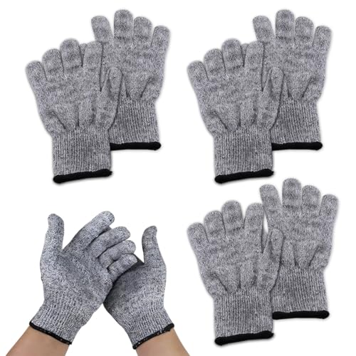 LQUYTA 3 Pares Guantes Anticorte Guantes Anti-Corte Conforme US y Europeas Normas Altas Protección Ultimate Corte Alta Resistencia Adecuado para Cocina Cortar Carne (Gris L M S)